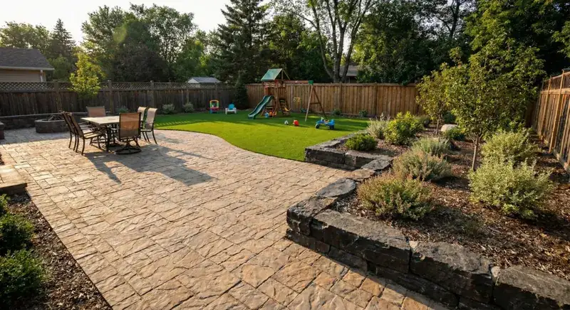 Paver patio, lawn and planting in a San Jose backyard (landscaping cost guide)