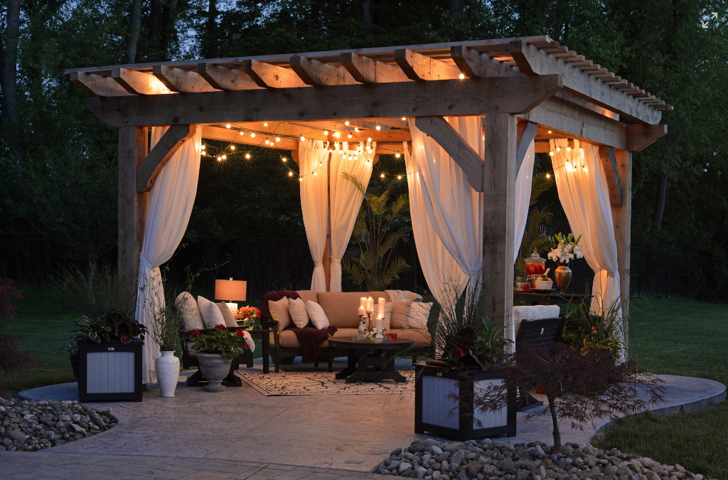 A well-lit patio.