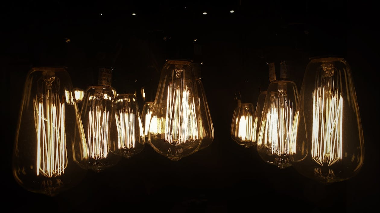 Close-up of modern bulb designs